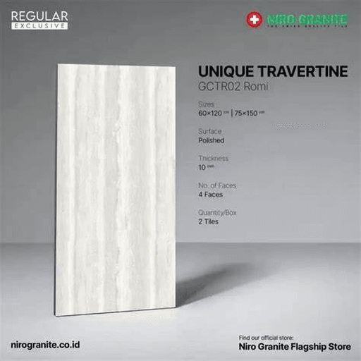 Niro Granite UNIQUE TRAVERTINE 75x150 MATT warna GREY VEIN CUT