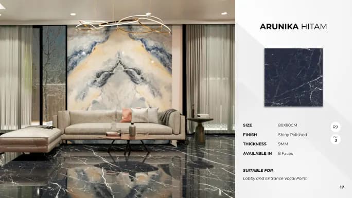 Quadra Arunika Hitam 80x80 Polish NORMAL (KETERANGAN sumber) warna Arunika Hitam