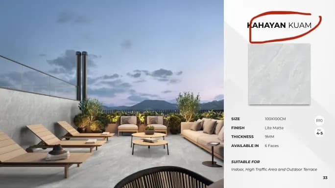 Quadra Kahayan Kuam 100x100 Matte NORMAL (KETERANGAN sumber) warna Kahayan Kuam