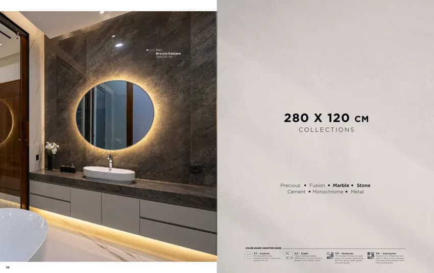 Quadra Breccia Castano 280x120 Polish BOOKMATCH - ENDMATCH (KETERANGAN sumber) warna Breccia Castano