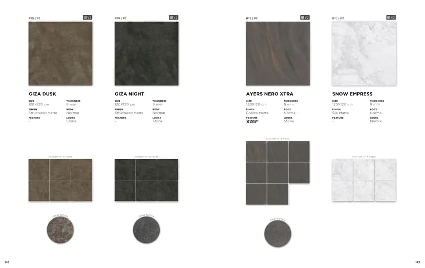 Quadra Ayers Nero Xtra 120x120 Coarse Matte COARSE MATTE (KETERANGAN sumber) warna Ayers Nero Xtra
