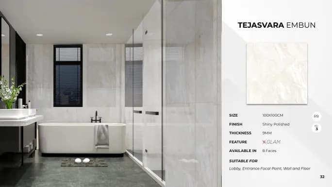 Quadra Tejasvara Embun 100x100 Polish DRYFIX (KETERANGAN sumber) warna Tejasvara Embun