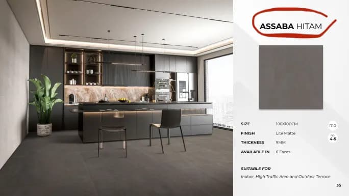 Quadra Assaba Hitam 100x100 Matte NORMAL (KETERANGAN sumber) warna Assaba Hitam