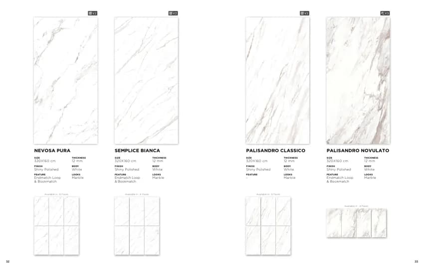 Quadra Semplice Bianca 320x160 Polish BOOKMATCH - ENDMATCH REGULAR (KETERANGAN sumber) warna Semplice Bianca